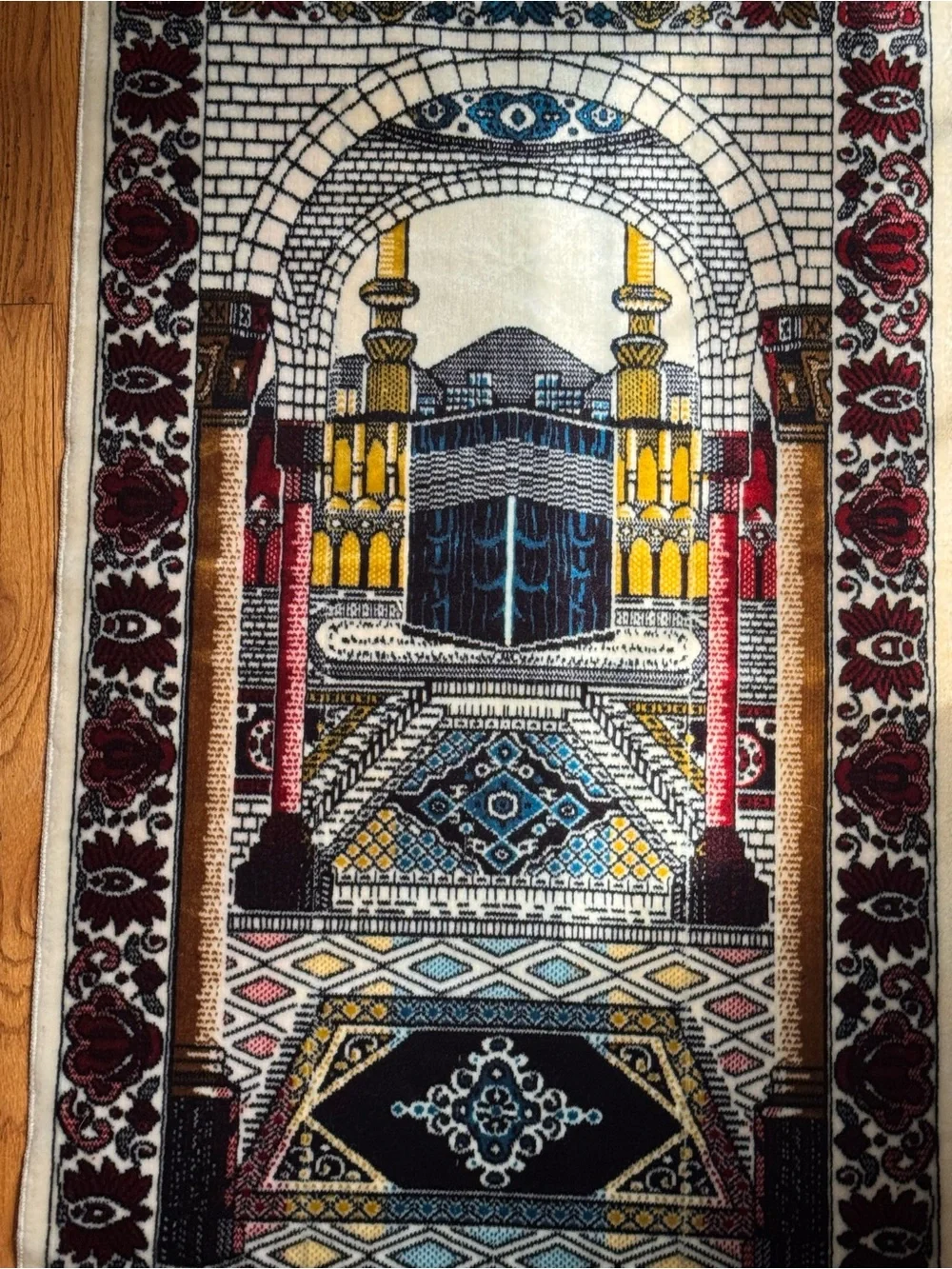 Decorative Prayer Rug Wall Hanging in Red, Black, Blue, Yellow